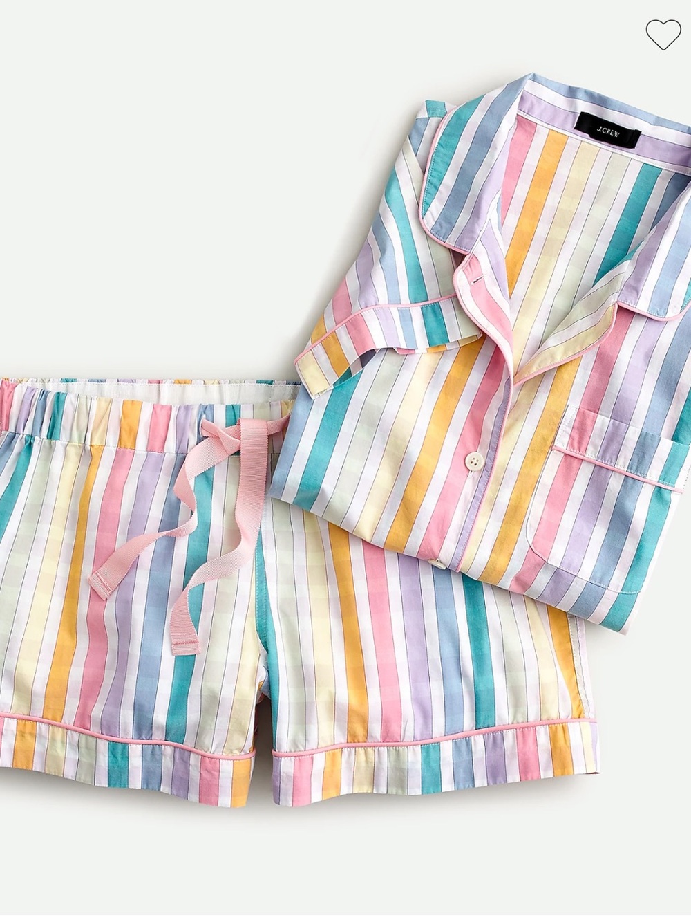 J.Crew Cotton poplin pajama short set in rainbow gingham